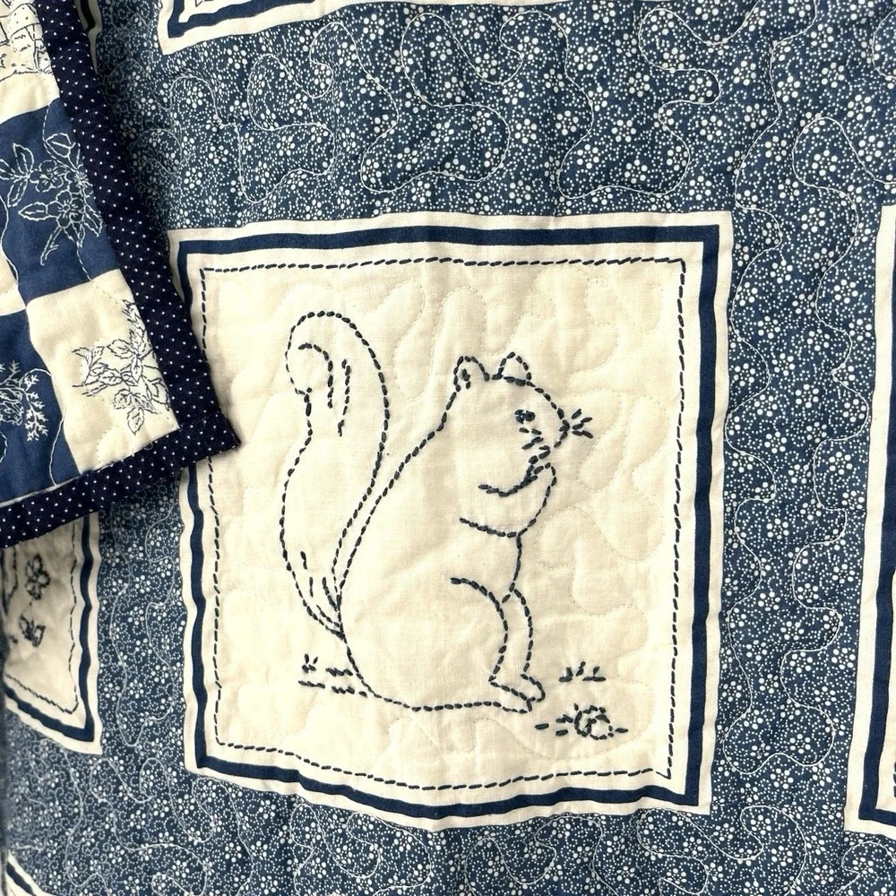 Handmade Blue Cream Sunbonnet Sue Wall Quilt Reversible Farmhouse 41x49